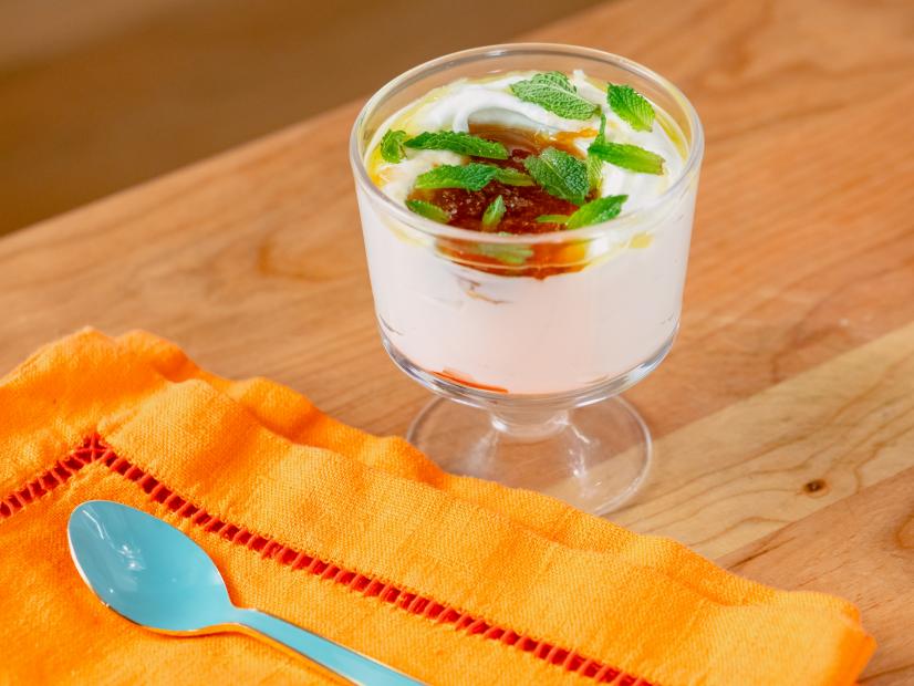 Elena Besser features Grapefruit-Honey Marmalade with Greek Yogurt, Olive Oil, Flaky Sea Salt and Mint, as seen on Food Network Kitchen Live.