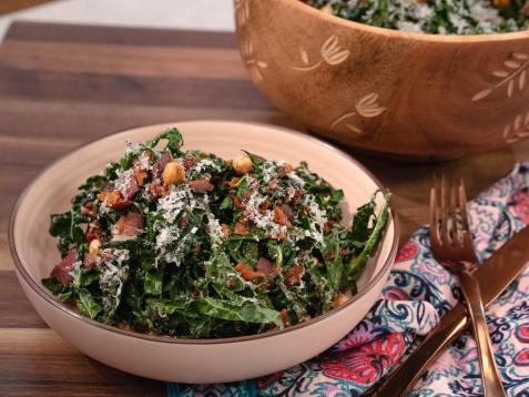 Raw Kale Salad with Warm Bacon Vinaigrette