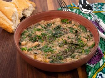 Megan Mitchell's completed Instant Pot Creamy Greens And Beans, as seen on Food Network Kitchen Live.