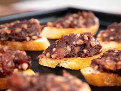 Pine Nut & Date Crostini beauty, as seen on Food Network Kitchen Live.