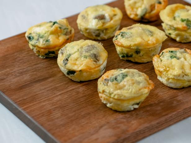 Jaymee Sire features Crustless Mini Quiches with Mushrooms and Swiss Chard, as seen on Food Network Kitchen Live.