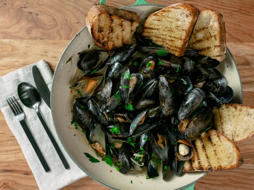 Michael Symon features Simple Steamed Mussels, as seen on Food Network Kitchen Live.