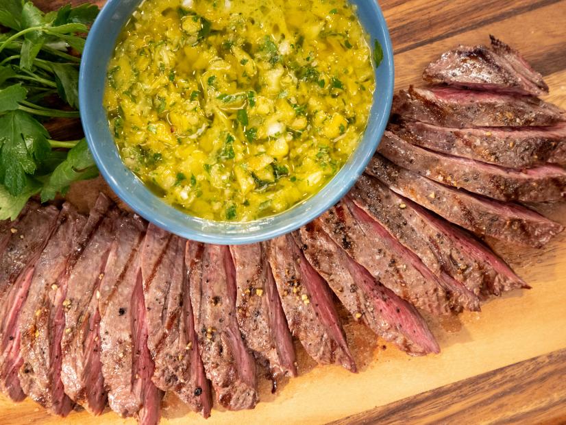 Grilled Steak with Yellow Pepper Chimichurri beauty, as seen on Food Network Kitchen Live.