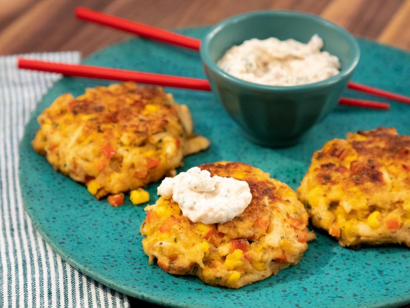Super Loaded Crab Cakes beauty, as seen on Food Network Kitchen Live.