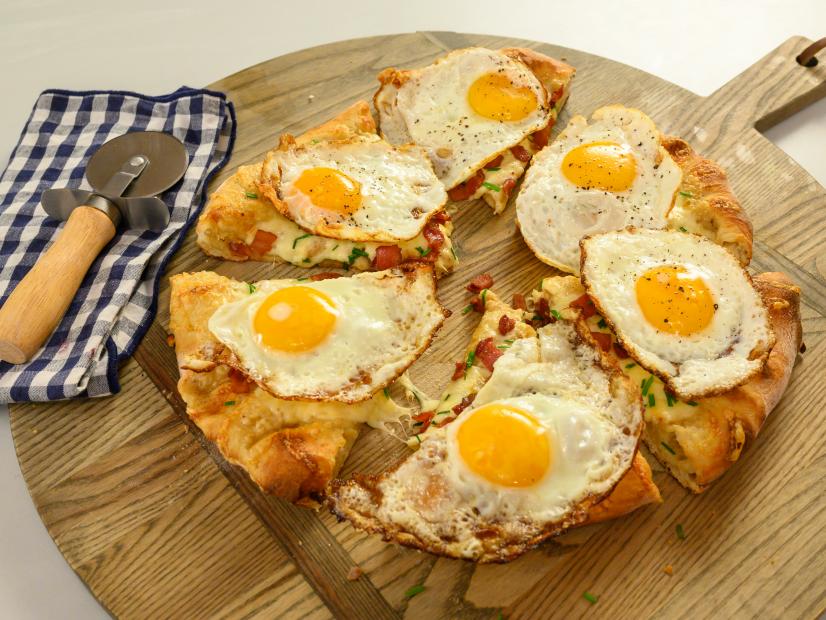 Breakfast Pizza, as seen on Food Network Kitchen Live.