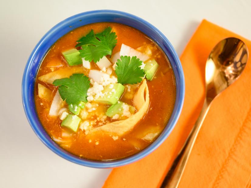 Chicken Tortilla Soup with Crispy Tortilla Strips, as seen on Food Network Kitchen Live.