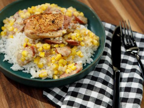 Crispy Chicken with Corn and Sausage