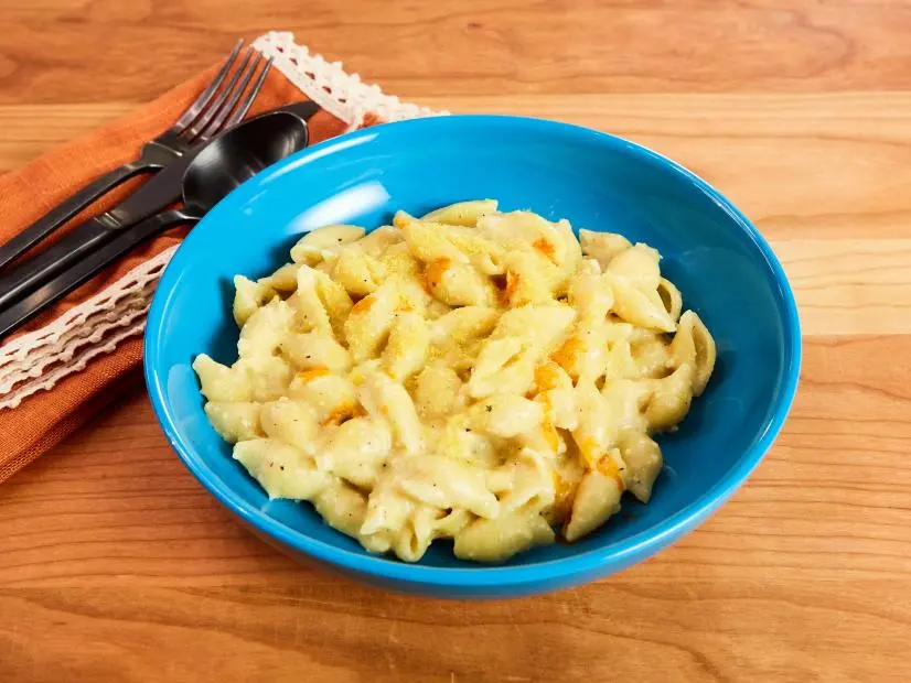 Creamy Dairy-Free Stove Top Mac and Cheese, as seen on Food Network Kitchen Live.