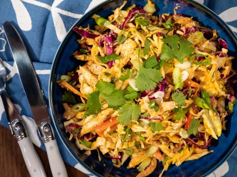 Shredded Chicken Salad with Cabbage, Bell Pepper and Cilantro