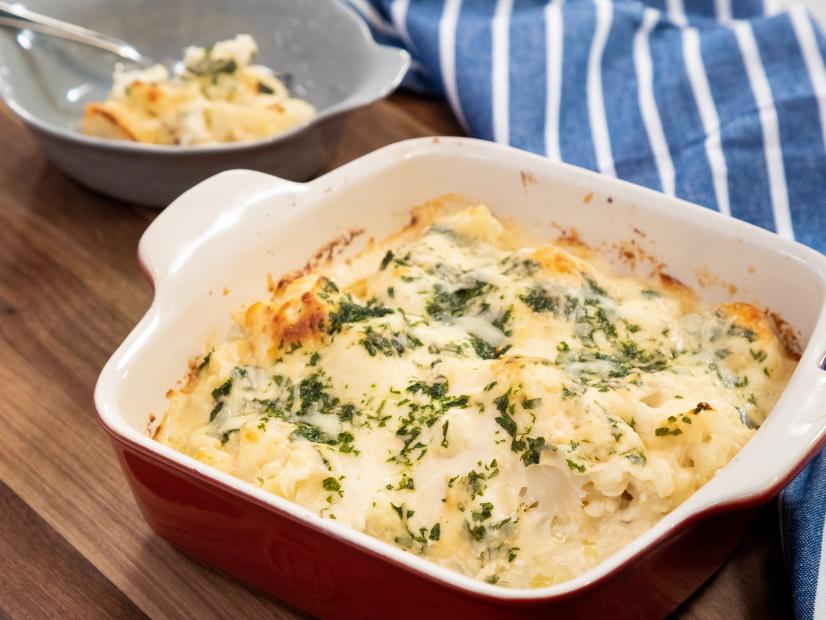 Low Carb Cheesy Cauliflower Gratin Bake beauty, as seen on Food Network Kitchen Live.