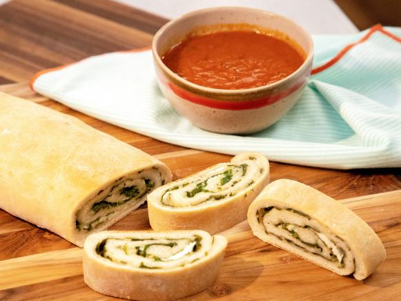 Spinach and Cheese Pizza Roll-Ups Recipe | Megan Mitchell | Food Network