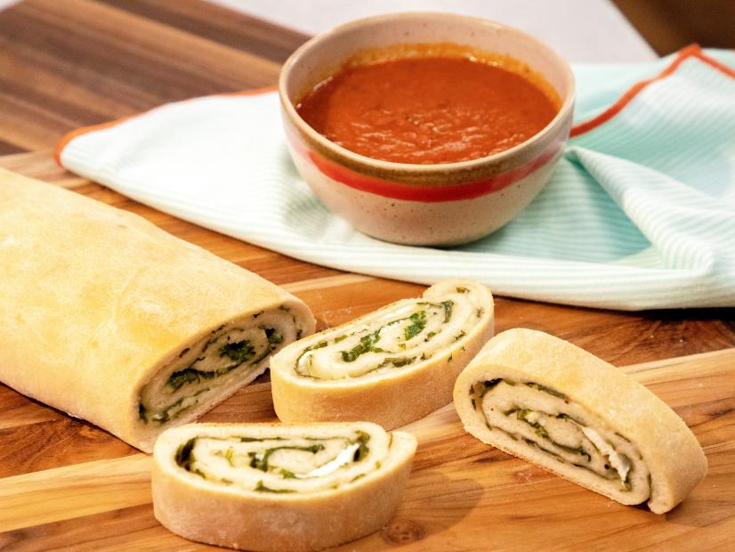 Spinach and Cheese Pizza Roll Up, as seen on Food Network Kitchen Live.