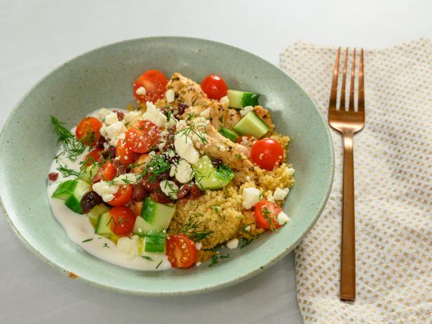 Instant Pot Greek Chicken Bowls, as seen on Food Network Kitchen Live.