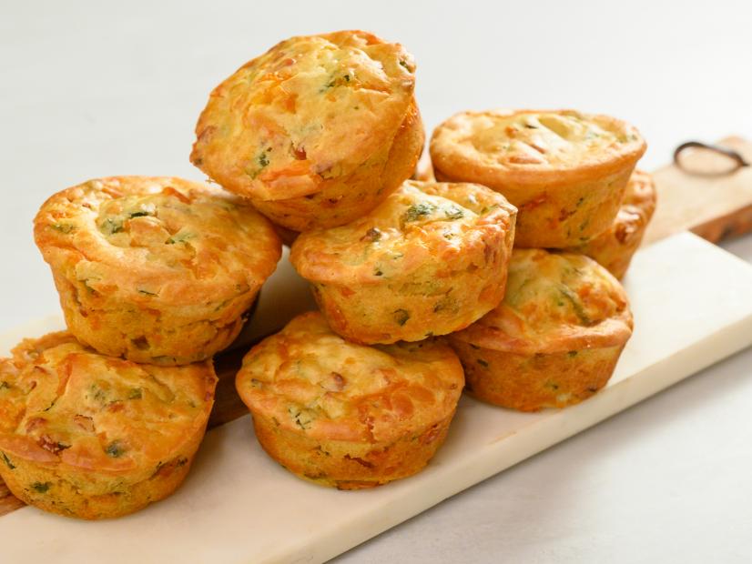 Savory Bacon Cheddar and Scallion Muffins, as seen on Food Network Kitchen Live.
