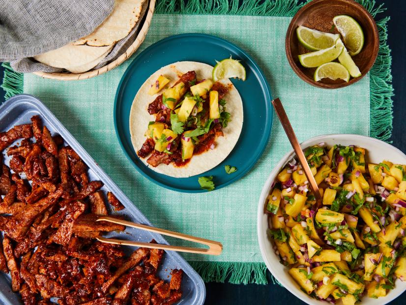 James Briscione's Shortcut Tacos Al Pastor with Pineapple Salsa, as seen on Food Network Kitchen.