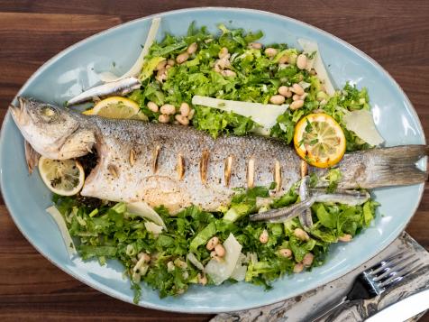 Roasted Whole Branzino with Escarole Salad