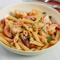 Elisabeth Heiskell features Pasta Jambalaya, as seen on Food Network Kitchen Live.