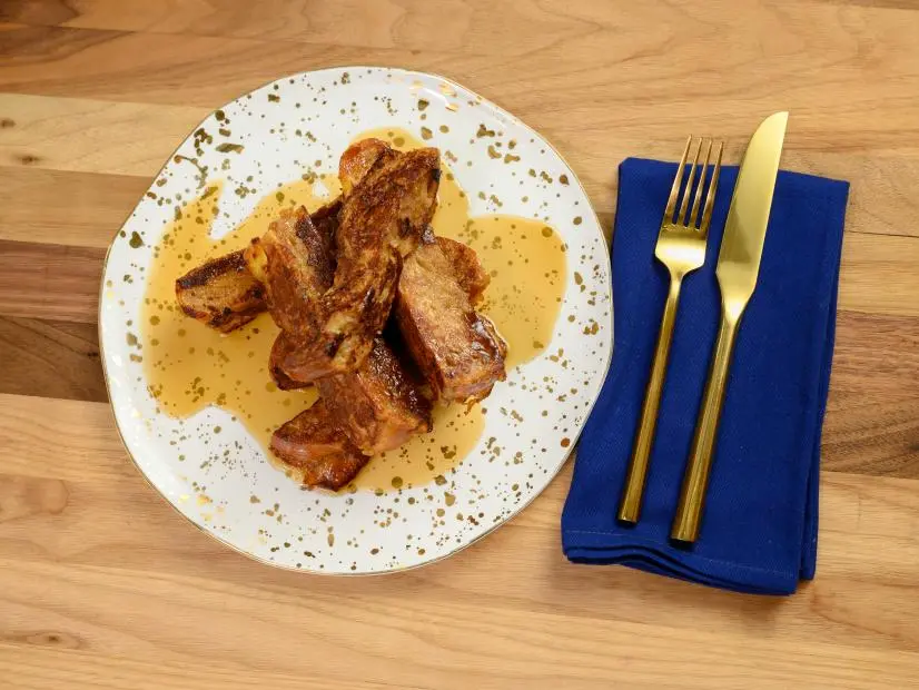 Challah french toast sticks with maple syrup, as seen on Food Network Kitchen Live.