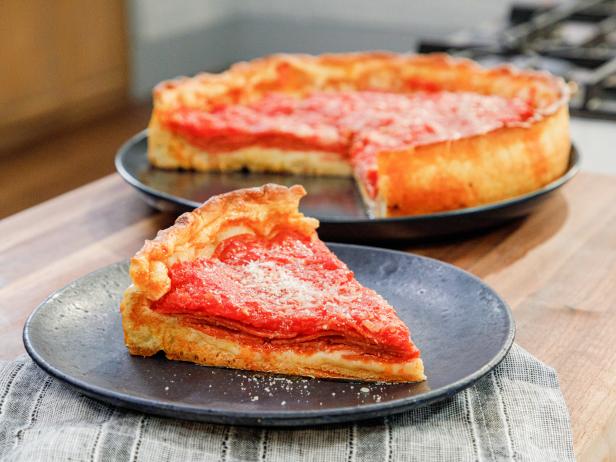 Chicago Style Deep Dish Pizza beauty, as seen on Food Network Kitchen Live.