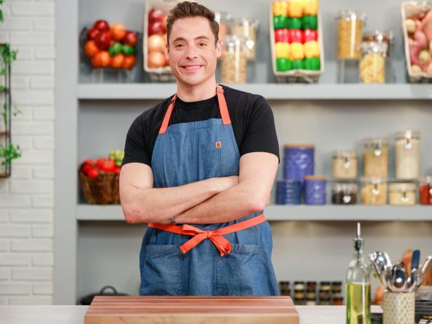 Jeff Mauro portrait, as seen on Food Network Kitchen Live.