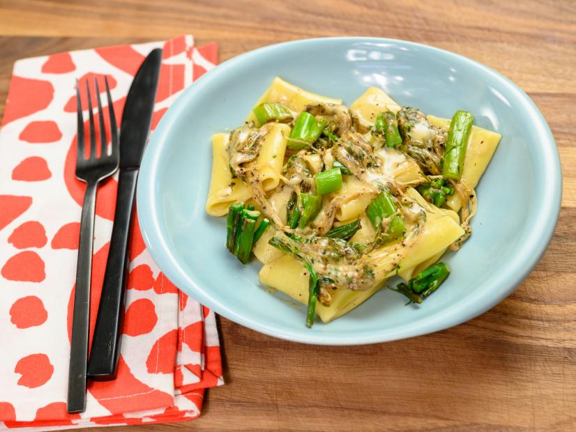 Paccheri pasta with pecorino-pepper sauce with broccolini, as seen on Food Network Kitchen Live.