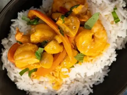 Ten-Minute Coconut Shrimp Curry beauty, as seen on Food Network Kitchen Live.