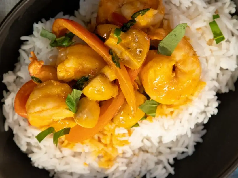 Ten-Minute Coconut Shrimp Curry beauty, as seen on Food Network Kitchen Live.