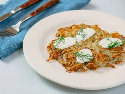 Michael Symon features Potato Pancakes, as seen on Food Network Kitchen Live.