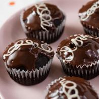 Vegan Cream Filled Chocolate Cupcakes, as seen on Food Network Kitchen Live.