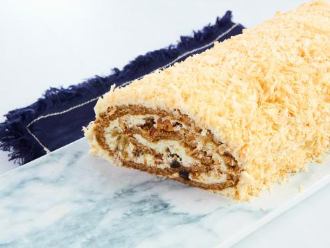 Carrot Cake Roll with Honey Cream Cheese Frosting