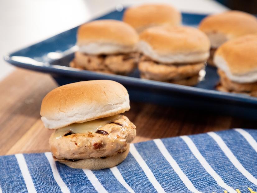 Chicken Sun Dried Tomato Mini Burgers beauty, as seen on Food Network Kitchen Live.