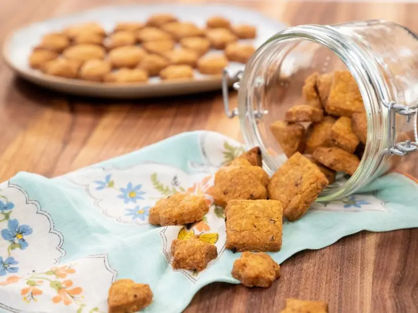 Whole Wheat Cheddar Crackers beauty, as seen on Food Network Kitchen Live.
