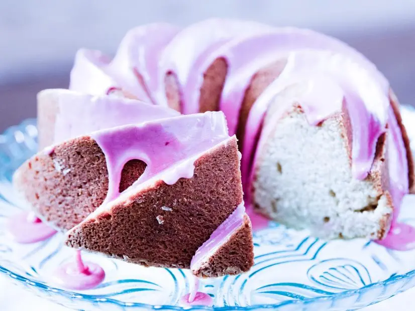 Toasted Almond Bundt Cake with Blood Orange Glaze, as seen on Food Network Kitchen Live.