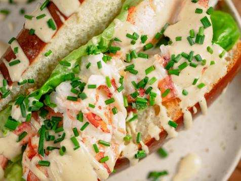 Butter Poached Lobster Rolls with Bibb Lettuce and Spicy Mustard Mayonnaise