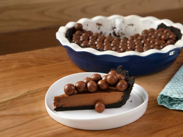 Malted Chocolate Panna Cotta Pie, as seen on Food Network Kitchen Live.