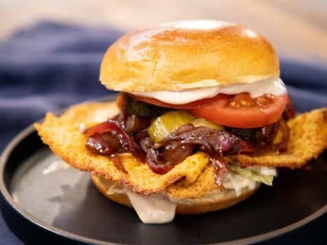 Butter Burgers with Crispy Cheese Skirts and Onion-Pickle Marmalade