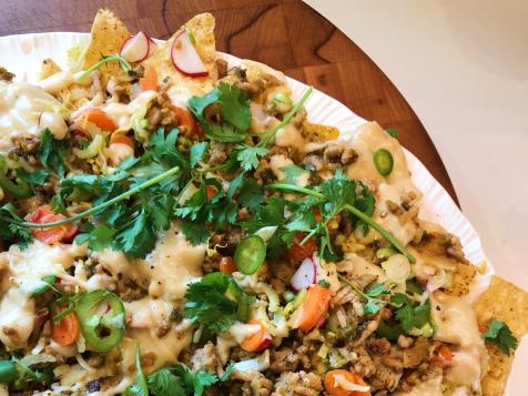 Spiced Turkey Nachos with Homemade Cheese Sauce and ''Crisper Drawer'' Salsa