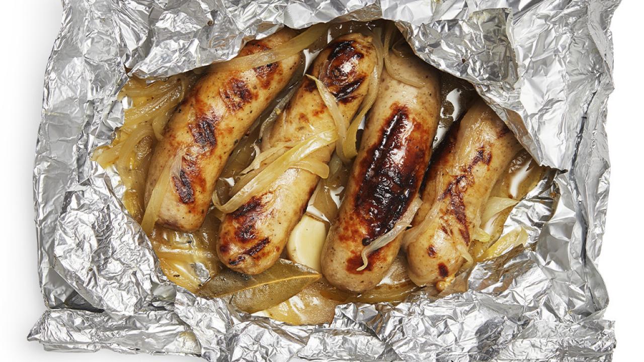 Beer-Simmered Grilled Sausages Recipe