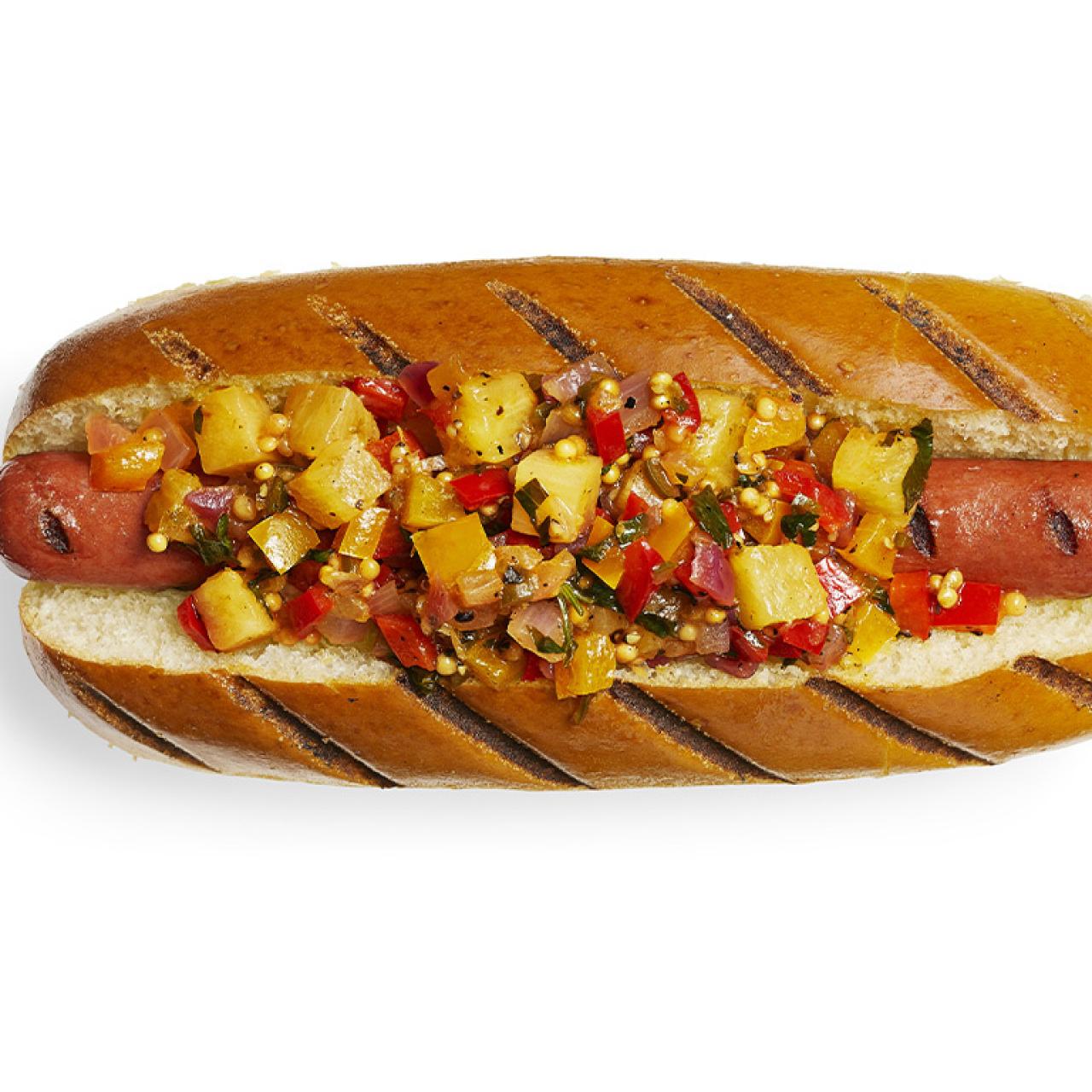 Hot Dogs with Pineapple Bacon Relish Recipe