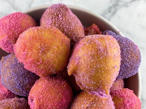 Jelly Doughnut Holes with DIY Colored Sugar