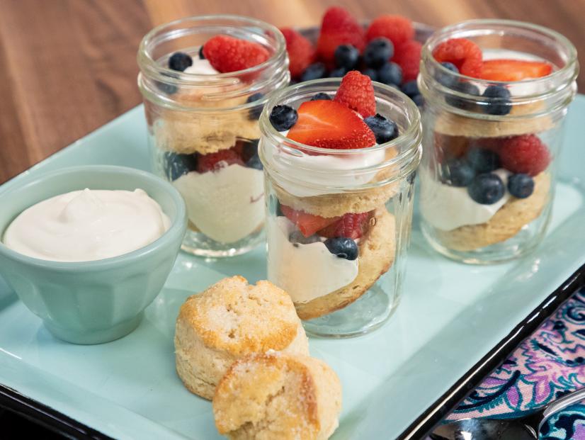 Mason Jar Berry Shortcakes with Whipped Greek Yogurt and Cream beauty, as seen on Food Network Kitchen Live.