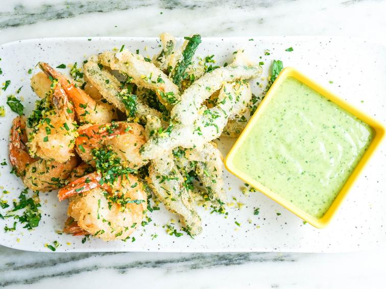 TempuraFried Green Beans and Shrimp with Gremolata and LemonParsley
