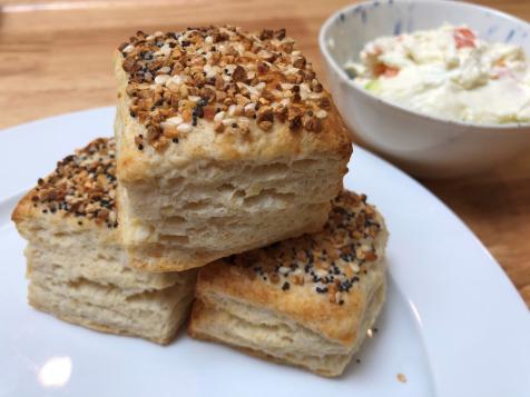 "Everything" Biscuits with Vegetable Cream Cheese