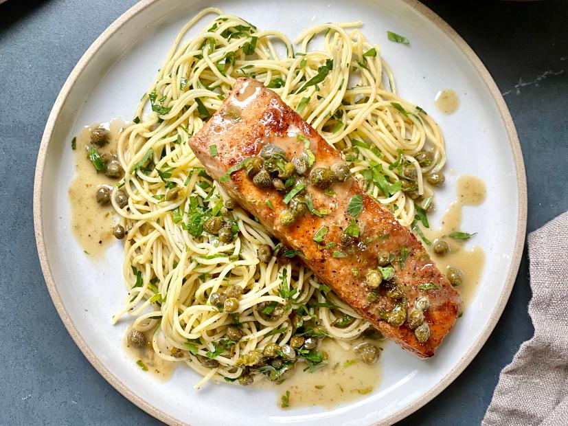 Salmon Piccata with Herbed Pasta Recipe Justin Chapple Food Network