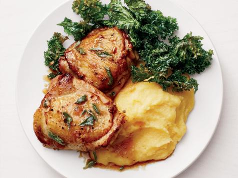 Roasted Chicken with Polenta and Kale Chips
