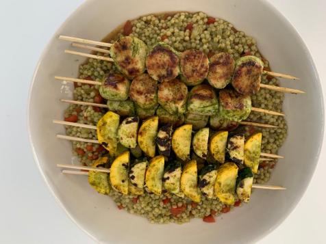 Grilled Cilantro-Lime Scallops with Zucchini and Couscous