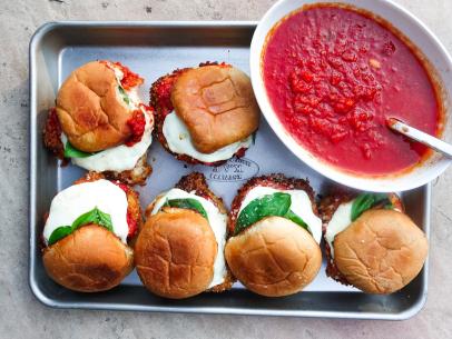 Chicken Parm Sliders with Garlic Bread Ciabatta Buns