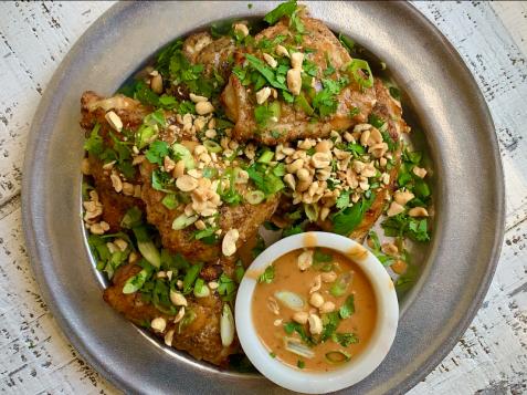 Grilled Chicken Thighs with Spicy Peanut Lime Sauce