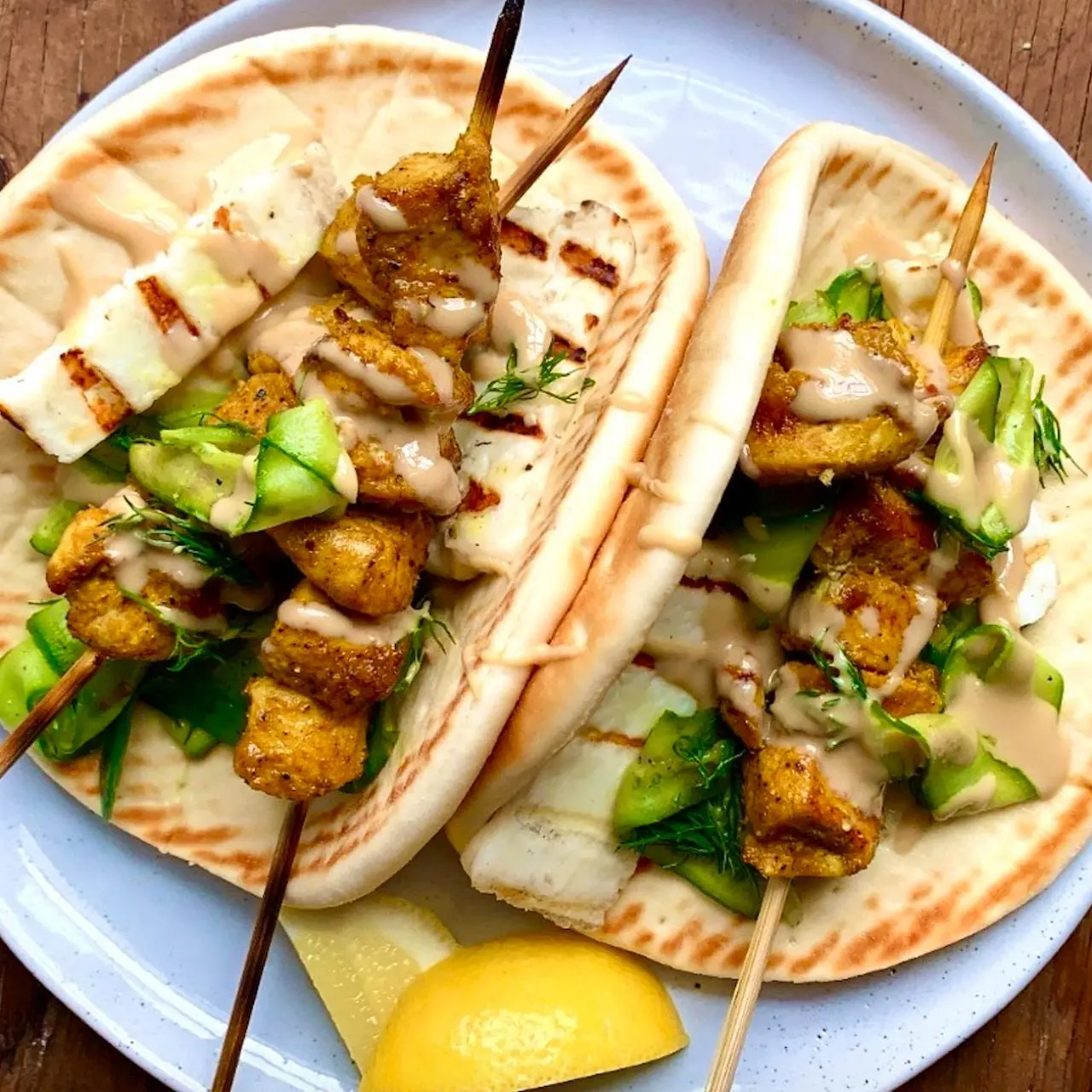 Chicken and halloumi kebabs outlet