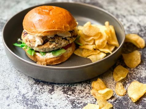 Green Herbed Lemon Chicken Burgers with Goat Cheese